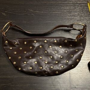 Apt. 9 Brown Studded Leather Shoulder Bag